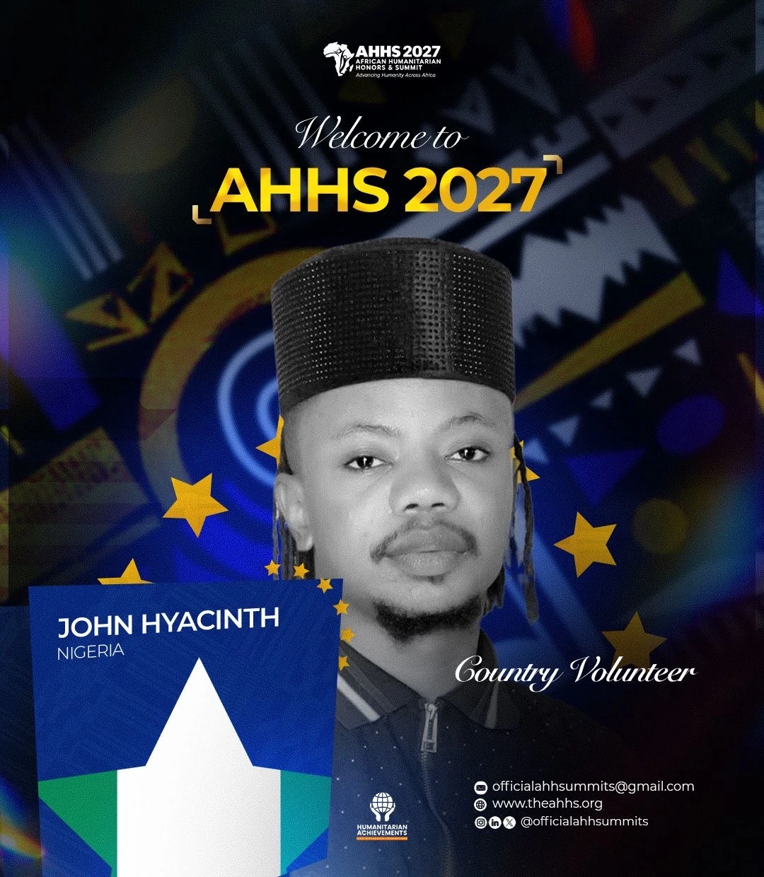 JOHN HYACINTH, AHHS representative for NIGERIA